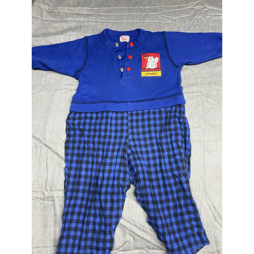 Vintage Baby BUSTER BROWN 12 Months JUMP! Jumper Plaid Pants Boy